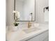 Modern bathroom with white vanity and gold fixtures at 1245 Golfers Vw, Pittsboro, NC 27312