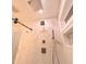 Bright shower with marble tile and rainfall shower head at 5705 Katha Dr, Holly Springs, NC 27540