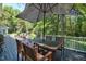 Spacious back deck overlooking a wooded backyard, perfect for outdoor dining at 340 Andrews Store Rd, Pittsboro, NC 27312