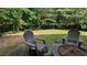 Outdoor seating area with comfortable chairs and a fire pit, ideal for relaxing and entertaining guests at 101 Clardona Way, Holly Springs, NC 27540