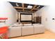 Home theater with comfortable seating, a large screen, projector, and accent lighting at 1425 Sky Vista Way, Raleigh, NC 27613
