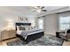 Serene main bedroom featuring a spacious bed, stylish decor, and ample natural light, a peaceful retreat at 2155 Pink Peony Cir # 235, Durham, NC 27703
