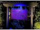 Garden decor art piece lit with purple lights brings style to the backyard at 2526 Snowdrop Ct, Apex, NC 27502