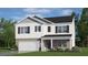 Charming two-story home features a brick facade, white siding, black shutters, and an attached two-car garage at 1128 Middlecrest Dr, Rocky Mount, NC 27804