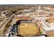 High-angle view featuring an immaculately maintained baseball field, a nearby highway and the Durham Bulls Athletic Park at 600 S Duke St # 26, Durham, NC 27701
