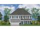 Rendering of new two story home with grey siding, stone accents and large windows at 55 New Liberty Dr, Youngsville, NC 27596