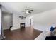 Spacious living room featuring a cozy fireplace and hardwood floors at 4708 River Boat Landing Ct, Raleigh, NC 27604