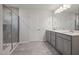 Modern bathroom with double vanity and large shower at 518 Donnegal Farm Dr, Fuquay Varina, NC 27526