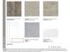 Samples of materials and finishes including flooring, cabinetry, granite, and tile for the kitchen and bathrooms at 630 Contento Ct, Sanford, NC 27330