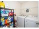 Laundry room with washer, dryer, and storage shelving at 2019 Tennessee Rd, Durham, NC 27704