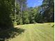 Spacious back yard with manicured lawn, surrounded by lush trees and greenery at 109 Springwood Dr, Wake Forest, NC 27587
