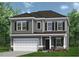 Charming two-story home showcasing gray siding, black shutters, and a two-car garage at 179 Deodora Ln, Cameron, NC 28326