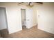 Bedroom with private bathroom and ceiling fan at 1924 Edgeleaf Dr, Willow Springs, NC 27592
