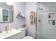 Clean bathroom with white subway tile shower and modern vanity at 3616 Colewood Dr, Raleigh, NC 27604