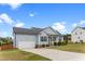 Charming one-story home with light blue siding, attached garage, and well-manicured lawn at 58 Northview Dr, Middlesex, NC 27557