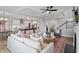 Spacious living room with coffered ceilings open to a large kitchen for easy entertaining at 60 Accord Dr, Youngsville, NC 27596