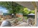 Wooden deck overlooking backyard sheds at 105 W Ivey St, Lillington, NC 27546