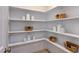 Walk-in pantry with ample shelving for storage at 109 Magma Ln, Holly Springs, NC 27540