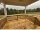 Cozy back porch with wooden deck and railings, overlooking a lush green landscape at 45 Calabria Ct, Franklinton, NC 27525