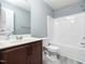 Clean bathroom with a tub, toilet and vanity at 801 Thornberry Ct, Spring Hope, NC 27882