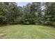 Large backyard with lush green grass and trees at 8225 Fieldcrest Ln, Fuquay Varina, NC 27526