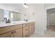 Double vanity bathroom with a large mirror and walk-in shower at 1035 Gibson House Dr, Burlington, NC 27215