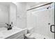 Bathroom with white subway tile, a shower, and a built-in bench at 266 Weddington Way, Benson, NC 27504