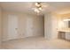 Bright bedroom with ceiling fan and ample closet space at 6409 New Market Way, Raleigh, NC 27615