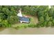 Aerial view of a renovated ranch home, showcasing its location at 889 Burlington Rd, Roxboro, NC 27573