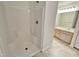 Clean bathroom with shower stall and double vanity at 311 Gladstone Dr, Durham, NC 27703