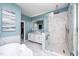 Spa-like bathroom with marble shower, soaking tub, and modern vanity at 110 Ethans Glenn Ct, Cary, NC 27513