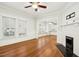 Spacious living room with hardwood floors and built-in window seat at 1110 N Buchanan Blvd, Durham, NC 27701