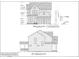 Architectural drawings of a two-story house, illustrating the front and side elevations at 112 1St St, Oxford, NC 27565