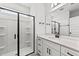 Bathroom boasts a large shower, modern vanity, and a spacious layout at 132 Tennyson Dr, Garner, NC 27529