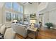 Living room with high ceilings, hardwood floors, and a fireplace at 148 Hidden Creek Ct, Pittsboro, NC 27312