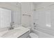 Clean bathroom with shower/tub combo, vanity, and toilet at 154 Tennyson Dr, Garner, NC 27529