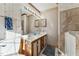 Double vanity bathroom with walk-in shower and toilet at 253 Ronald Tharrington Rd, Louisburg, NC 27549