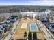 Aerial view of tennis court and sand volleyball court at 103 Carpenter Town Ln, Cary, NC 27519