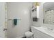 Clean bathroom with a vanity, toilet, and shower at 154 Kirkwall Ln, Selma, NC 27576