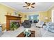 Spacious living room with fireplace and view into office at 1699 Yorkshire Ln, Rocky Mount, NC 27803