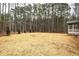 Spacious backyard with straw ground cover, surrounded by tall trees at 4120 Emily Ln, Oxford, NC 27565