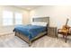 Spacious bedroom with king-size bed and a guitar at 45 Oatland Pl, Pittsboro, NC 27312