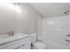 Clean bathroom with white vanity and a tub shower combo at 262 Homestead Dr, Selma, NC 27576