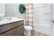 Small bathroom with a shower/tub combo and a vanity at 2786 Farmhouse Dr, Apex, NC 27502