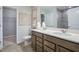 Double vanity bathroom with a walk-in shower and a toilet at 2786 Farmhouse Dr, Apex, NC 27502