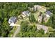 Aerial view of Stonecrest at Norwood community, showcasing beautifully landscaped homes at 403 Stonecrest Way, Pittsboro, NC 27312