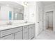 Elegant bathroom with double vanity and marble flooring at 1039 Brockton Dr, Mebane, NC 27302