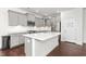 Modern kitchen with gray cabinets, quartz countertops and island at 1039 Brockton Dr, Mebane, NC 27302