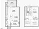 Detailed two-story floor plan showing the layout of bedrooms, living space, kitchen and bathrooms with dimensions for reference at 121 Lumina Pl, Holly Springs, NC 27540