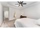 Spacious bedroom with carpeted floors, ceiling fan and en-suite bathroom at 201 Laurel Oaks Dr, Youngsville, NC 27596